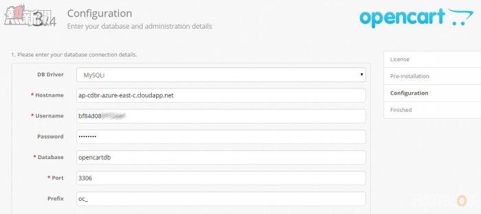 Microsoft Azure Create OpenCart