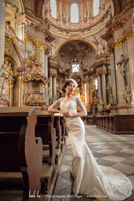 A bride in the beautiful church
