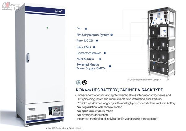 Kokam 大功率不間斷電源（UPS）電池架