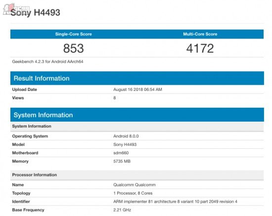 Sony Xperia XA3 benchmarked with Snapdragon 660 chipset