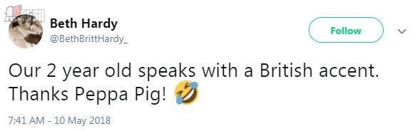【神奇效應】睇得Peppa Pig太多 美國小孩變英國口音