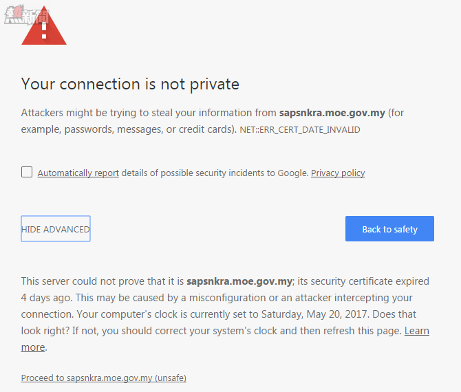 Login ke SAPS masalah connection is not private Security Certificate Problems
